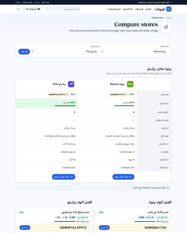 قارن بين متجرين